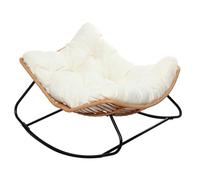 CONCEPTO FÁBRICA | Sillón mecedora de resina trenzada | CANGGU natural | con cojines grandes beige | Diseño de efecto ratán | Estructura robusta de acero recubierta con pintura epoxi |