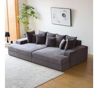 CONCEPTO FÁBRICA | Sofá Cardiff 4 plazas Pan Antracita | Módulos simétricos | Cojines Desenfundables | Asiento profundo Confort Mediados de Granja | Diseño Chic e Casual | Estructura de madera maciza