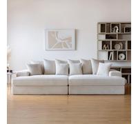 CONCEPTO FÁBRICA | Sofá Cardiff 4 plazas pana beige | Módulos simétricos | Cojines desmontables | Asiento profundo y confort mediados de granja | Diseño chic e informal | Estructura de madera maciza