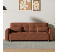 CONCEPTO FÁBRICA | Sofá Convertible de 3 plazas COPENHAGUE Terracota | Pana de tacto suave | Estilo escandinavo | Cama de Oappoint 213x111 cm | Pies Madera | Comodidad firme y acogedora