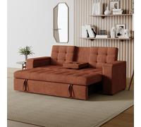 CONCEPTO FÁBRICA | Sofá Convertible de 3 plazas de pana | NOHO Terracotta | Modular muy práctico | Diseño contemporáneo | Cama de 2 plazas: Cama de 160 x 160 cm | Estructura de madera maciza y Plywood