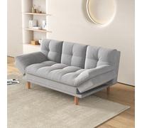 CONCEPTO FÁBRICA | Sofá Convertible Modulable de 3 plazas | Diseño Kalmar Gris Claro | Tejido 100% Poliéster | Sofá Cama Funcional | Reposabrazos y soporte central abatibles, respaldo reclinable
