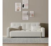 CONCEPTO FÁBRICA | Sofá de 3 plazas convertible COPENHAGUE blanco | Tejido con hebilla de moda | Cama adicional: 213 x 111 cm | Asiento cómodo | Estructura de madera maciza | Diseño moderno y