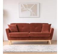 CONCEPTO FÁBRICA | Sofá de 3 plazas HOGA Terracota | Estilo escandinavo | Pana Desenfundable | Asiento cómodo acolchado | Patas oblicuas de madera | Diseño moderno y cálido