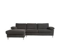 CONCEPTO FÁBRICA | Sofá esquinero de 4-5 plazas Galway Gris Antracita | Meridiana Izquierda | Pana Ultra Suave | Asiento profundo y Esponjoso | Pies Metal | Confort Durable | Look Contemporáneo