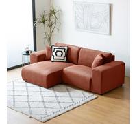 CONCEPTO FÁBRICA | Sofá esquinero modular de 3 plazas Aberdeen Terracotta | Pana | Meridiana Reversible | Reposabrazos extraíbles | Comodidad Mediados de Granja | Estructura Madera Maciza, Espuma de