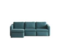 CONCEPTO FÁBRICA | Sofá KONEKT 3 plazas azul | Ángulo reversible con puf modular | Tejido FlexiWave Lavable | Espuma de Alta Resiliencia | Estructura de madera maciza | Diseño contemporáneo