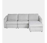 CONCEPTO FÁBRICA | Sofá KONEKT 3 plazas gris claro | Ángulo reversible con puf modular | Tejido FlexiWave Lavable | Espuma de Alta Resiliencia | Estructura de madera maciza | Diseño contemporáneo