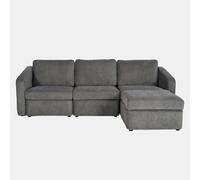 CONCEPTO FÁBRICA | Sofá KONEKT 3 plazas gris oscuro | Ángulo reversible con puf modular | Tejido FlexiWave Lavable | Espuma de Alta Resiliencia | Estructura de madera maciza | Diseño contemporáneo