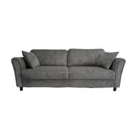 CONCEPTO FÁBRICA | Sofá recto de 4 plazas Lucerna gris oscuro | Pana suave | Comodidad firme | Diseño redondeado y moderno | Estructura de madera | 2 cojines incluidos | 212 cm de longitud