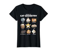 Conceptos básicos de la geometría del Gato Divertido diseño de Formas de Gato Camiseta gráfica económica, Mujer, Negro, XL