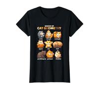 Conceptos básicos de la geometría del Gato Formas círculo triángulo Cuadrado Gato Mascota Camiseta gráfica económica, Mujer, Negro, L