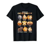 Conceptos básicos de la geometría del Gato Formas círculo triángulo Cuadrado Gato Mascota Camiseta gráfica económica, Hombre, Negro, XL