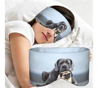 Conceptos de amistad entre perros Cane Corso y Pug, Antifaz para dormir, ideal para el hogar, viajes y trabajo por turnos. Cubre completamente los ojos y bloquea la luz.