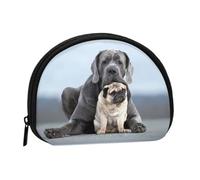 Conceptos de Amistad Entre Perros Cane Corso y Pug. Bolsa pequeña para Guardar Toallas sanitarias y Maquillaje. Monedero para cosméticos de Mujer.