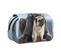 Conceptos de Amistad Entre Perros Cane Corso y Pug Estuche para lápices portátil con Doble Concha y Cremallera