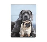 Conceptos de Amistad Entre Perros Cane Corso y Pug,Funda de Cuero PU para portátil, Funda para portátil, Funda para portátil, maletín para Tableta