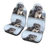 Conceptos de Amistad Entre Perros Cane Corso y Pug,Funda para Asiento de Coche Protectores para Asientos Delanteros de Coche, 2 Unidades