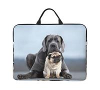 Conceptos de Amistad Entre Perros Cane Corso y Pug,Funda para portátil de 14 Pulgadas, Funda para portátil, maletín con asa