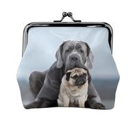Conceptos de Amistad Entre Perros Cane Corso y Pug,Monedero de Piel sintética, Carteras pequeñas, Monedero con Cierre de Broche