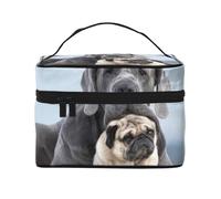 Conceptos de Amistad Entre Perros Cane Corso y Pug, Neceser de Viaje para Mujer, Organizador de cosméticos Grande