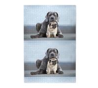 Conceptos de Amistad Entre Perros Cane Corso y Pug, Rompecabezas de 1000 Piezas, Rompecabezas de Madera para Toda la Familia, decoración de Pared para Adultos y Adolescentes.