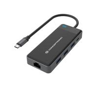 Conceptronic DONN14G 7-in-1 USB 3.2 Docking Station, HDMI x 2, USB-A x 3, GbE LAN, 100W USB PD - Adaptador USB
