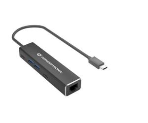 CONCEPTRONIC ABBY14B 2.5G Ethernet USB 3.2 Gen 1 Adaptador con concentrador USB, 2,5 GbE, USB-A x 2, USB-C x 2