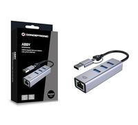 Conceptronic Adaptador USB-C/USB-A 3.0 a Gigabit Ethernet con 3 puertos USB-A 3.0, velocidad de transferencia de 5 Gbps