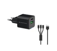 CARGADOR DE PARED CONCEPTRONIC USB-C x1 USB-Ax1 QUICKCHARGE 3.0 GaN PPS 33W INCLUYE CABLE 3-1 NEGRO ALTHEA16B