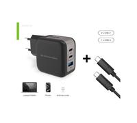 CARGADOR DE PARED CONCEPTRONIC USB-C x2 USB-Ax1 QUICKCHARGE 3.0 PPS 67W INCLUYE CABLE COLOR NEGRO