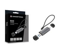 CONCEPTRONIC BIAN05G 2-in-1 USB 3.0 Dual Plug Card Reader SD/MicroSD 3.0 UHS-I