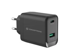 CONCEPTRONIC Cargador de 2 Puertos GAN, USB-C y USB-A, 45 W, Power Delivery 3.0, PPS, Color Negro