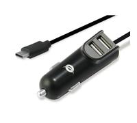 Conceptronic Cargador de Coche 2xUSB + USB-C 3.1A Negro