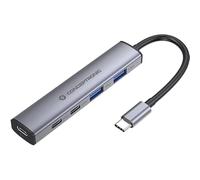 CONCEPTRONIC Dock USB-C 4 en 1 con 2 puertos USB-C, 2 puertos USB-A, 100 W | 100 W Power Delivery, concentrador 4 en 1, 2 puertos USB-C, 2 puertos USB-A, diseño compacto
