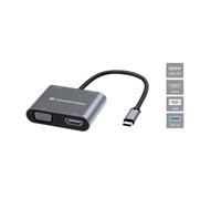 Conceptronic DONN16G - Estación de Acoplamiento 4 en 1 USB 3.2 Gen 1, HDMI, VGA, USB-A 3.0, 100 W USB PD