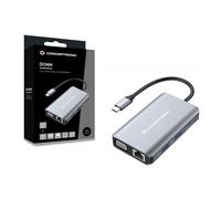 Conceptronic DONN21G base para portátil y replicador de puertos Alámbrico USB 3.2 Gen 1 (3.1 Gen 1) Type-C Gris