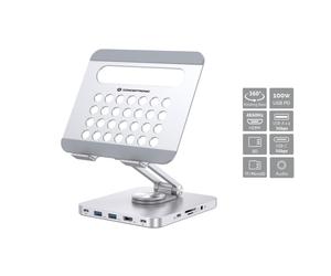 Conceptronic DONN26G mueble y soporte para dispositivo multimedia Plata Tableta Carro para administración de tabletas