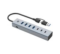 Conceptronic HUBBIES20GP - Hub USB 3.2 Gen 1 de 7 Puertos con Fuente de alimentación, 5 Gbps, USB-C x 3, USB-A x 4