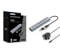 Conceptronic HUBBIES20GP - Hub USB 3.2 Gen 1 de 7 Puertos con Fuente de alimentación, 5 Gbps, USB-C x 3, USB-A x 4