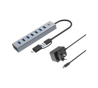 Hub Conceptronic 7 puertos 5000 Mbit/s HUBBIES21GP con adaptador USB-C