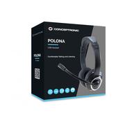 Conceptronic - POLONA Auriculares Alámbrico Diadema Llamadas/Música USB tipo A Negro