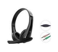 Auriculares Conceptronic POLONA06B3T con cable, doble jack 3,5 mm, micrófono con cancelación de ruido, control de volumen, uso oficina y llamadas, color negro