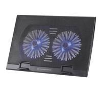 Conceptronic THANA02B almohadilla fría 43,2 cm (17") Negro - Base de refrigeración (43,2 cm (17"), 2 pieza(s), 12,5 cm, 1000 RPM, Negro, Plancha, De plástico)