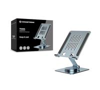 Conceptronic THANA09G Tableta plegable multimedia gris, giratorio 360, altura ajustable, 150 mm x 110 mm x 40 mm, diseño robusto, RoHS