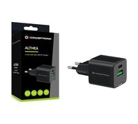 CONCEPTRONIC USB Charger PD GaN 2 Port 20W, USB-C x 1, USB-A x 1, QC 3.0, PPS