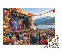 Concert Adulto Jigsaws 1000 Pieza Material Reciclado Montreux Music Festival Puzzles Accesorios de Juego Puzzle Party Accesorios de Juego Excelente Idea de Regalo para Mujeres 70x50cm/1000pcs