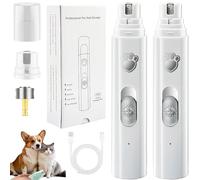 Concertchop Dog Nail Grinder, Concertchop Nail Trimmer, Pet Paws Grooming Smoothing Tool, 3 Grinding Modes & 2 Levels, Ultra-Quiet Operation, USB Rechargeable, for All Dogs & Cats (White*2)