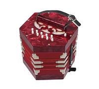 Concertina De Acordeón De 20 Botones, Instrumento De Teclado | For adultos principiantes, sonido más suave y fascinante, con bolsa de transporte(Red)
