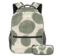 Conch Fossil - Mochila con estuche para lápices, juego de 2 mochilas escolares para niños, niñas, adolescentes, bolsa de viaje para estudiantes, multicolor, B：29.4x20x40cm P：19x7.5x3.8cm, Mochilas